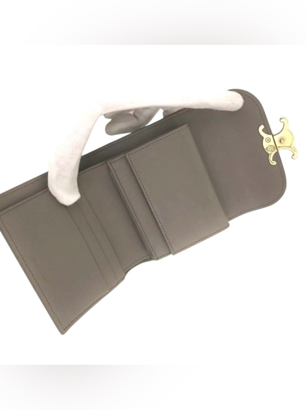 ✨🛍️ Celine Grey/Brown Leather Small Triomphe Wallet - Picture 5 of 8